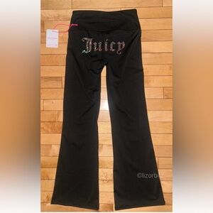 NEW ! JUICY COUTURE Sport OG Big Bling Logo Flare Leggings Black Size M